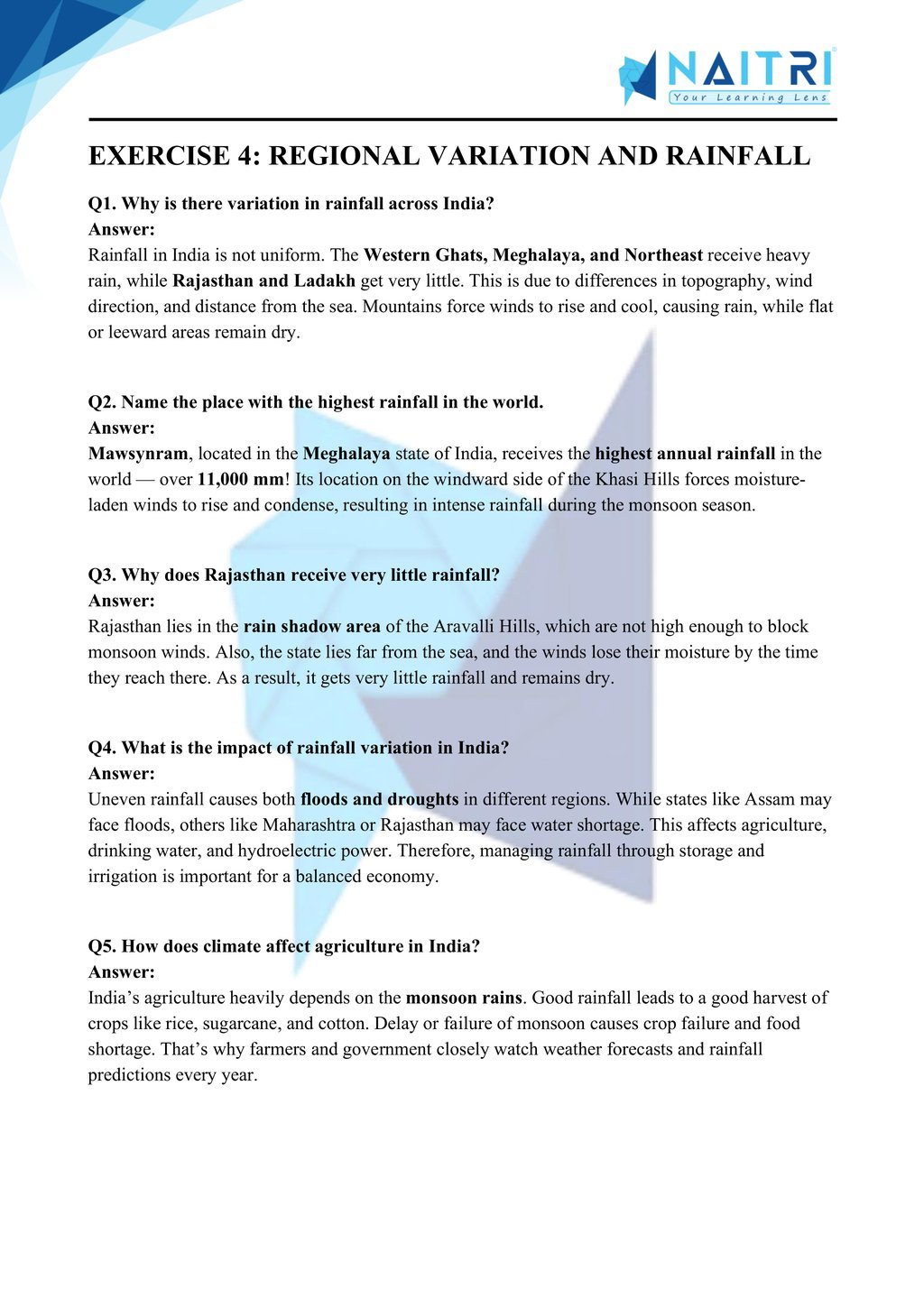Mp Board solutions for class 9 geography chapter 4 - climate part 4