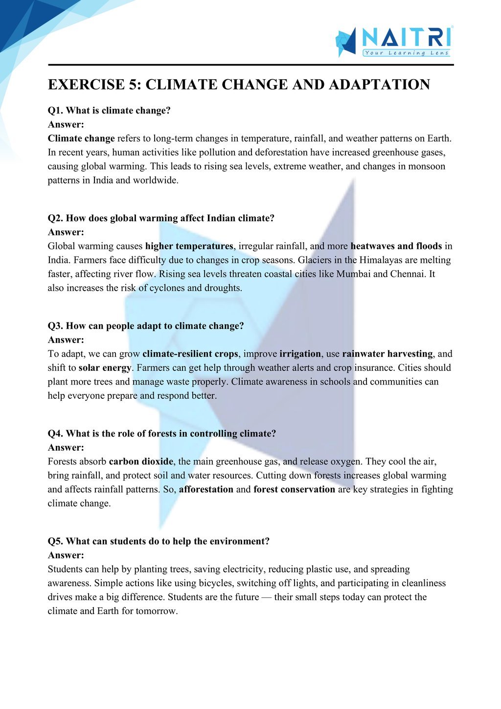 Mp Board solutions for class 9 geography chapter 4 - climate part 5