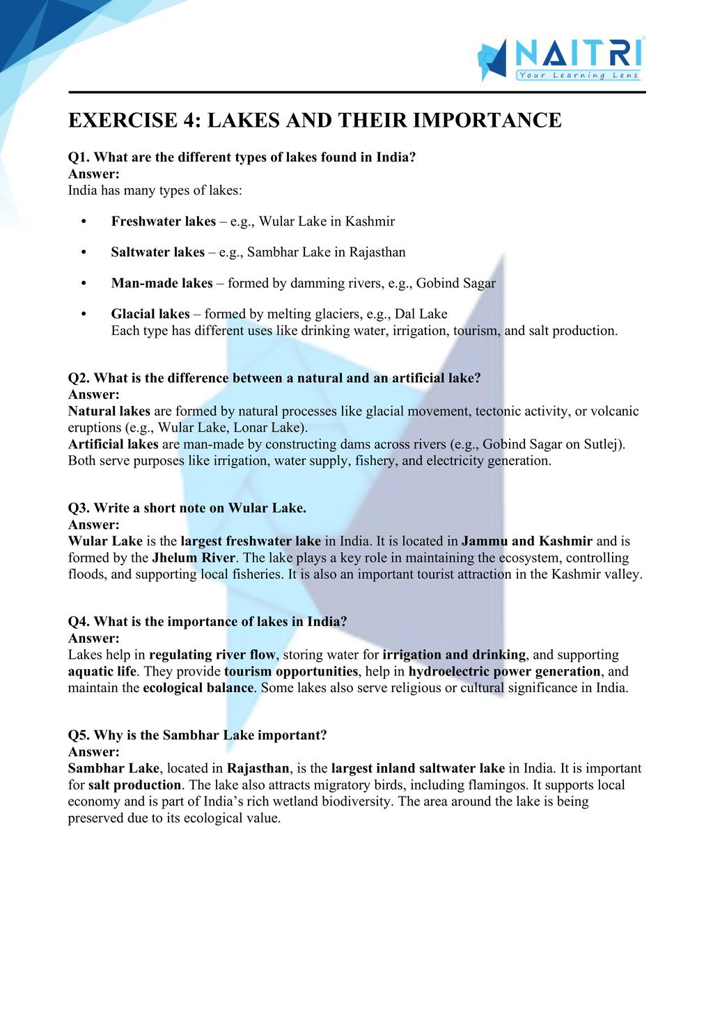 Mp Board solutions for class 9 geography chapter 3 - drainage part 4