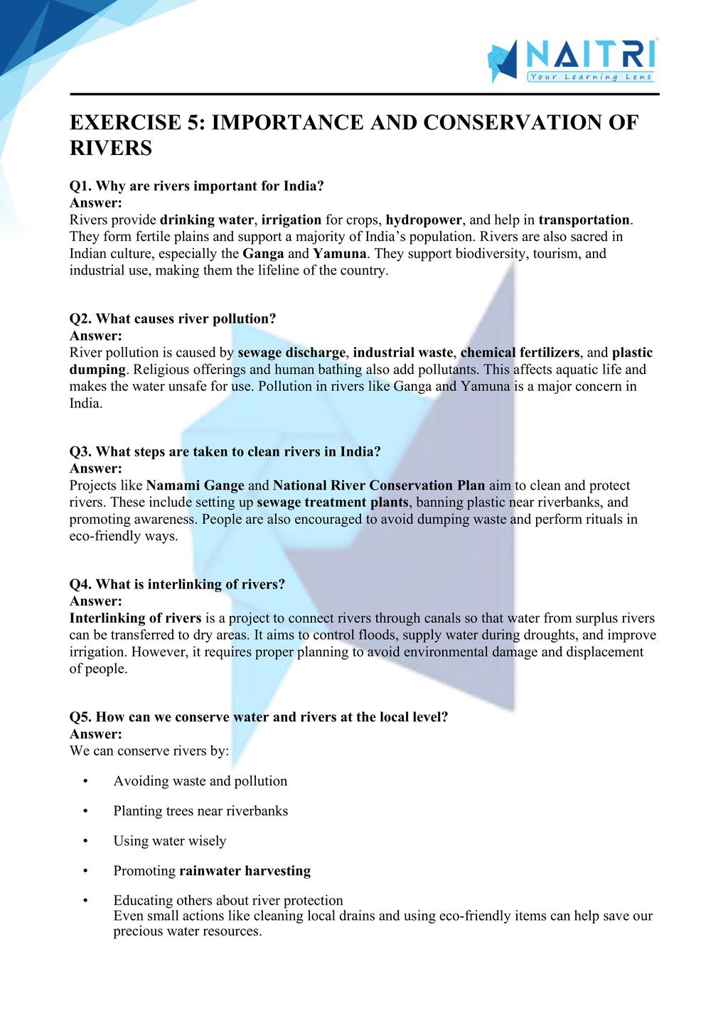 Mp Board solutions for class 9 geography chapter 3 - drainage part 5