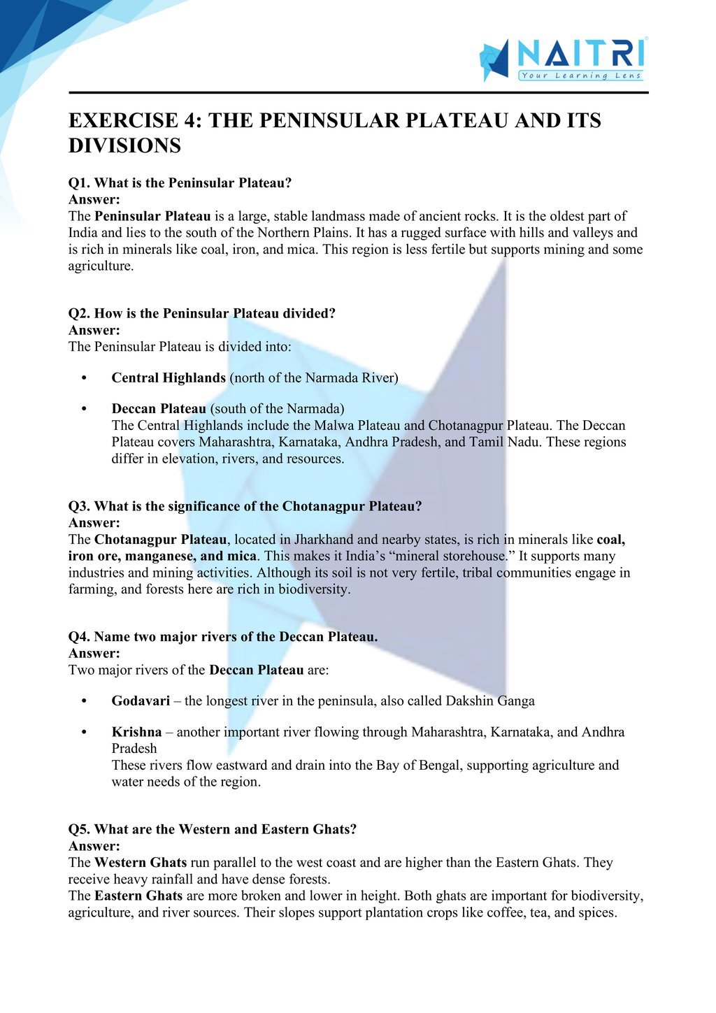 Mp Board solutions for class 9 geography chapter 2 - physical features of india part 4