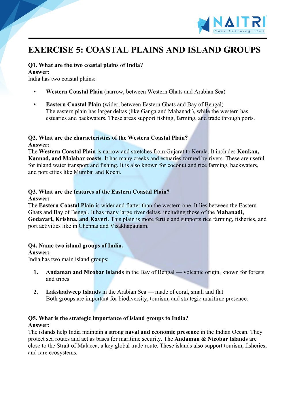 Mp Board solutions for class 9 geography chapter 2 - physical features of india part 5