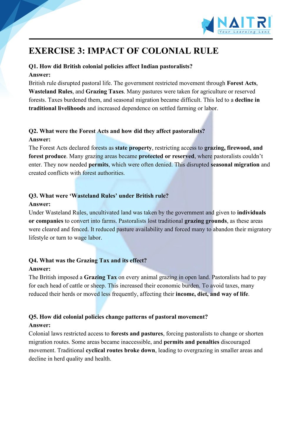 Mp Board solutions for class 9 history chapter 5 - pastoralists in the modern world part 3