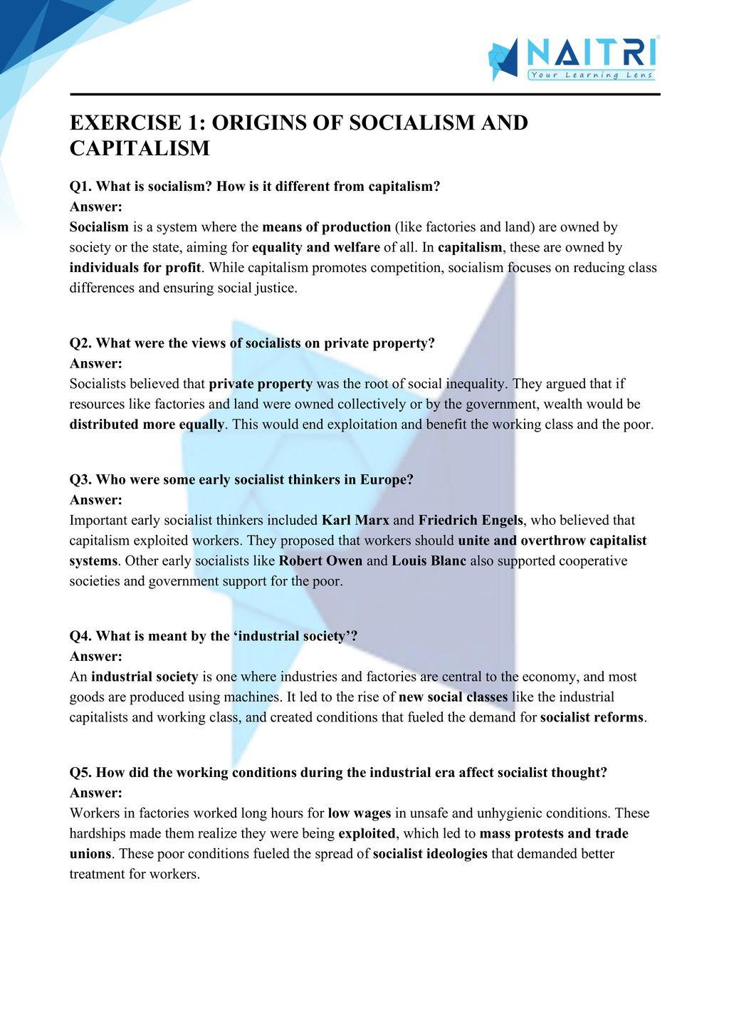 Mp Board solutions for class 9 history chapter 2 - socialism in europe and the russian revolution part 1