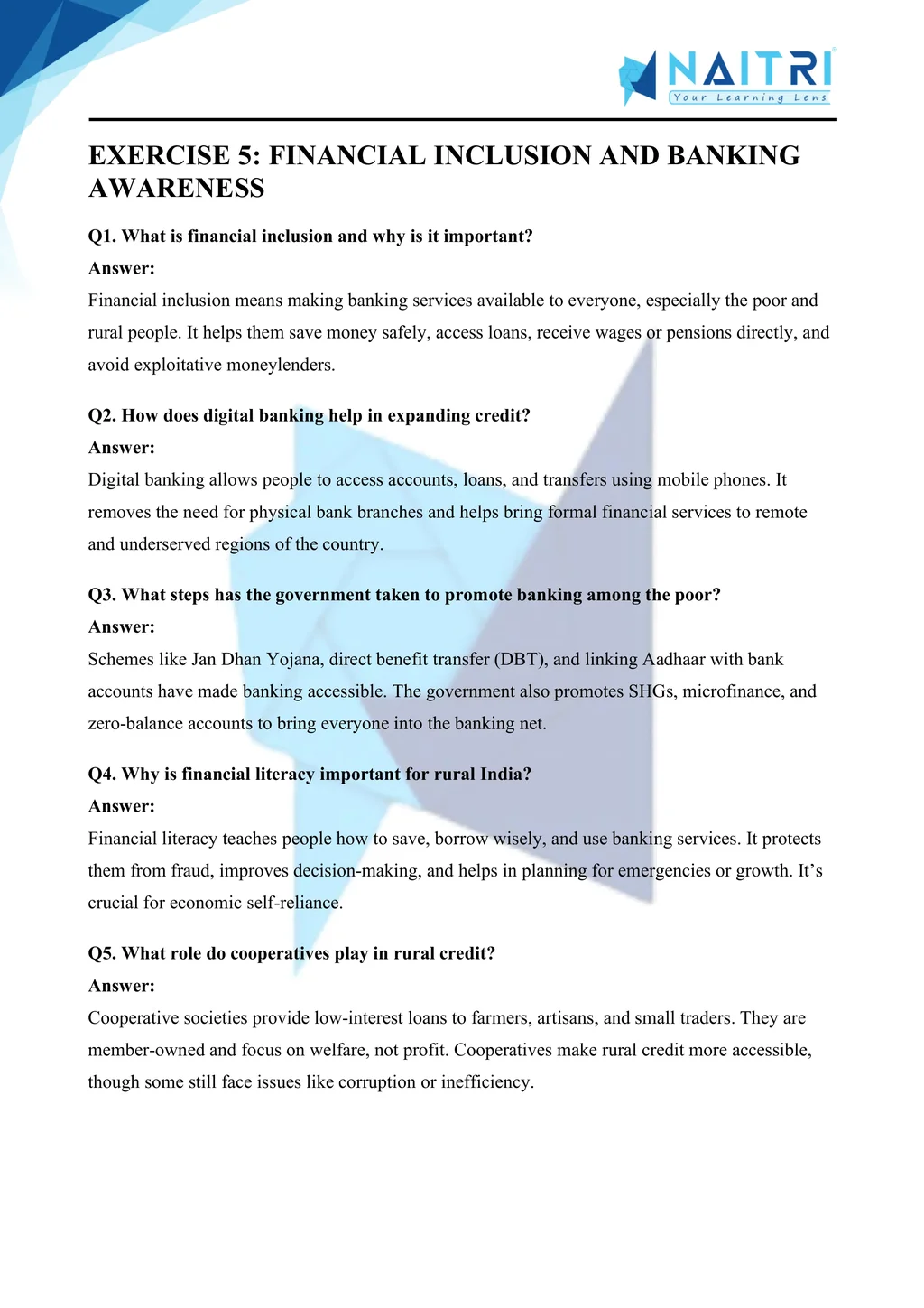 ncert solutions for class 10 economics chapter 3 - money and credit part 5
