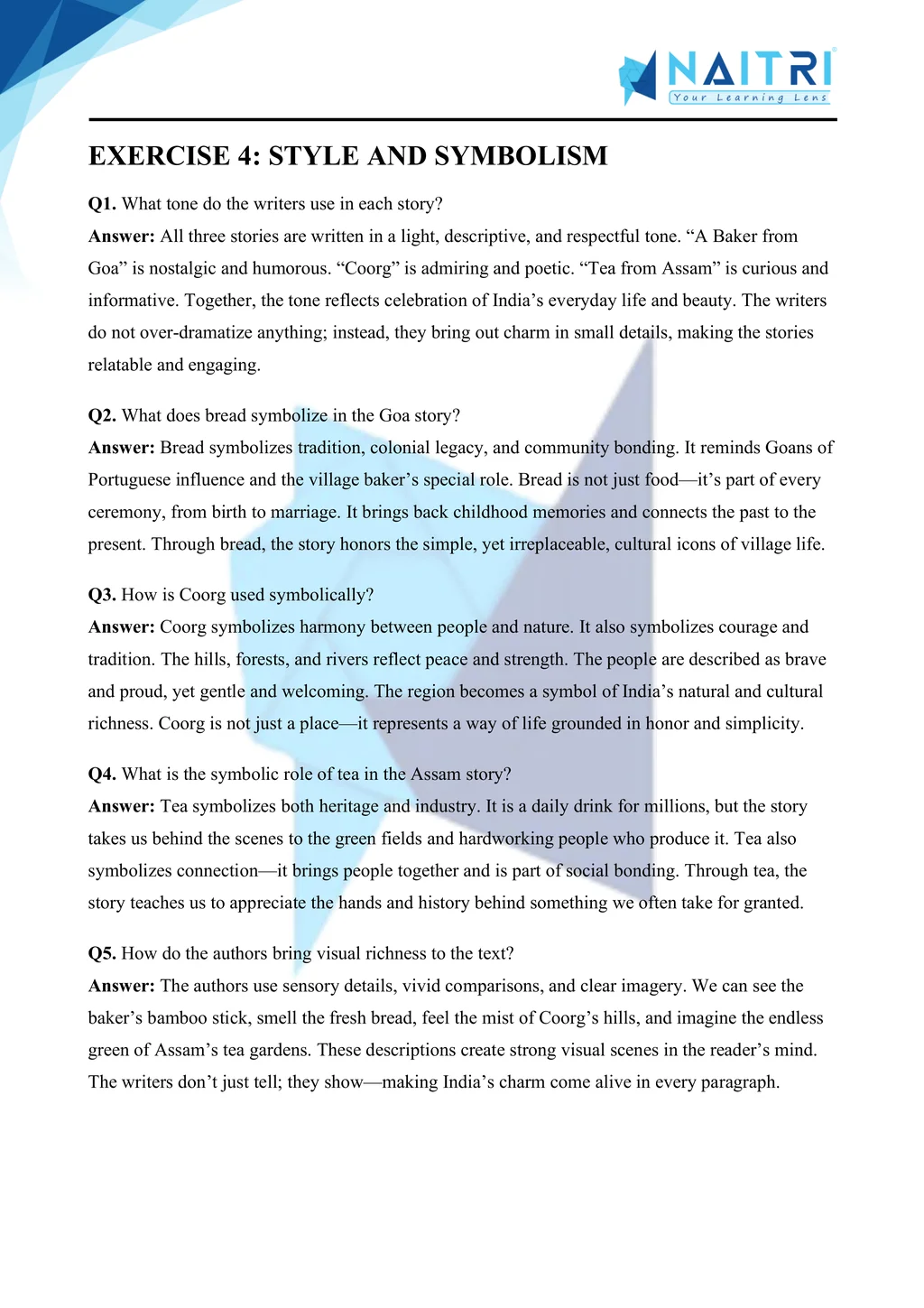 ncert solutions for class 10 english first flight chapter 5 - glimpses of india part 4