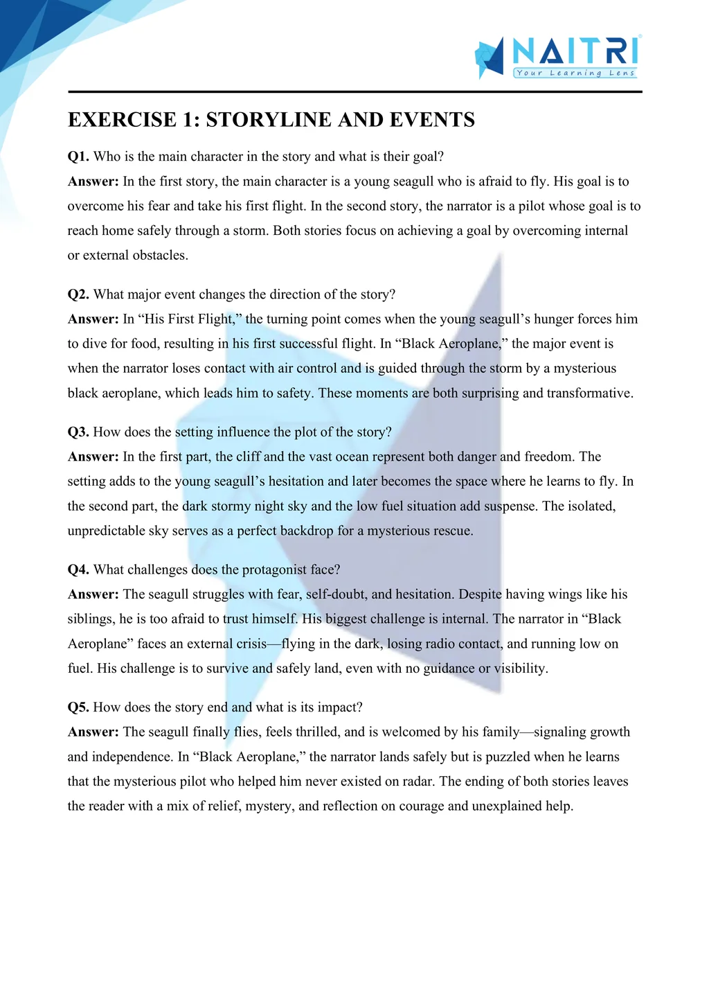 ncert solutions for class 10 english first flight chapter 3 - two stories about flying part 1