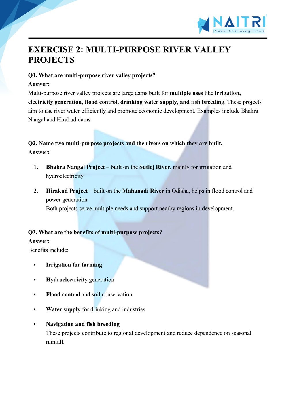 ncert solutions for class 10 geography chapter 3 - water resources part 2