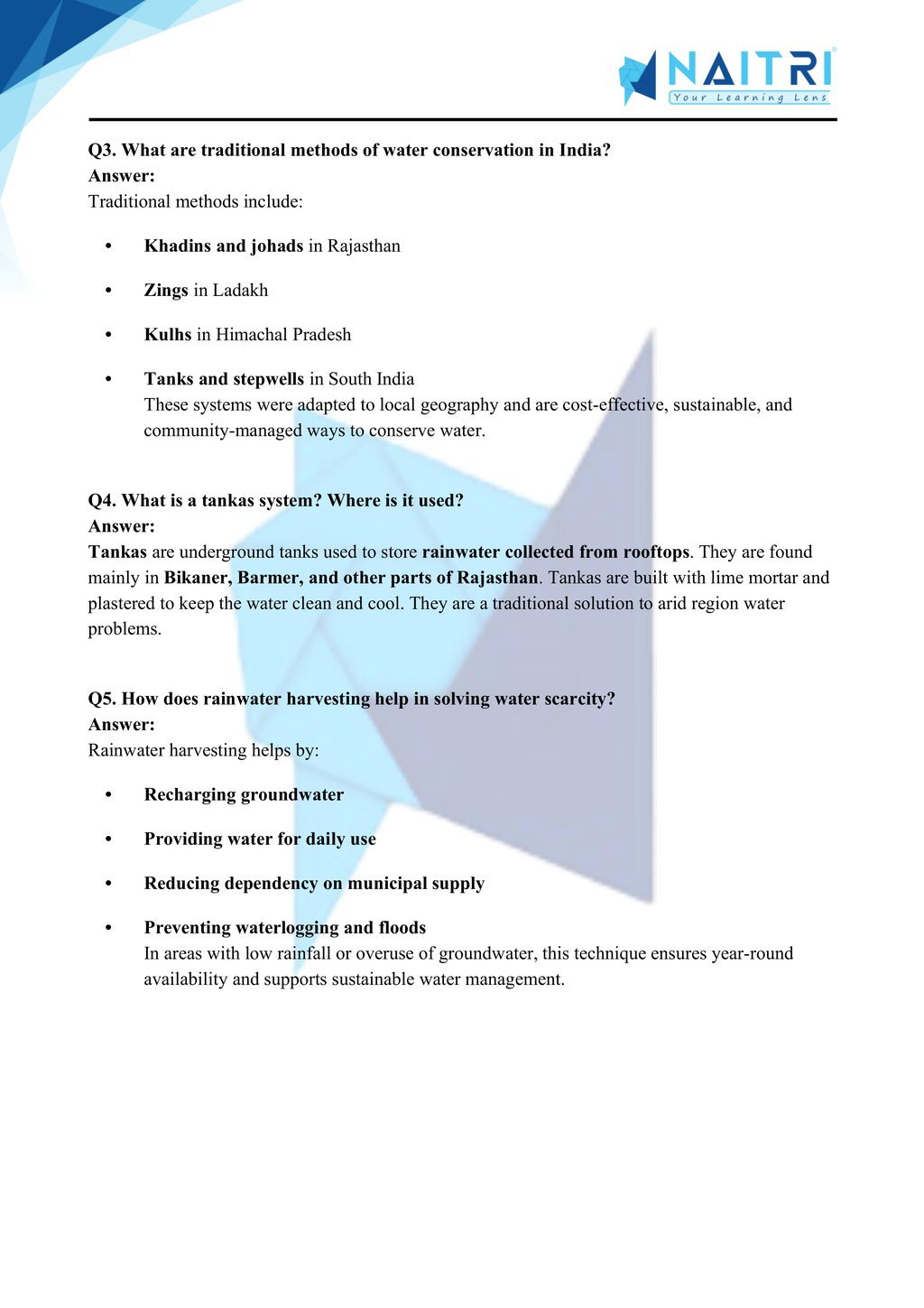 ncert solutions for class 10 geography chapter 3 - water resources part 4