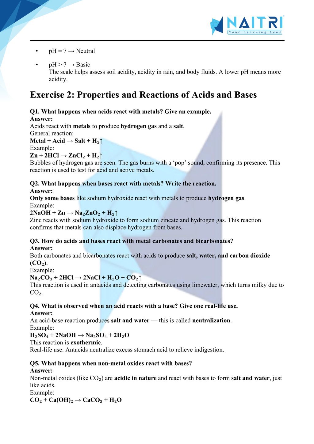 Ncert solutions for class 10 science chapter 2 - Acids, Bases and salts part 2