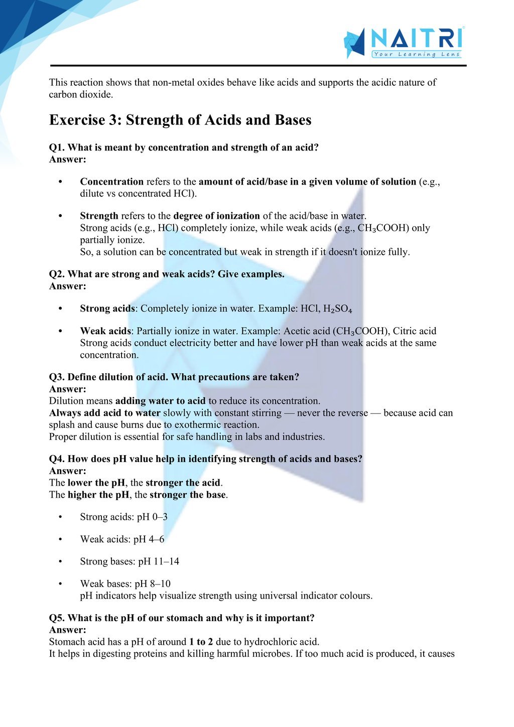 Ncert solutions for class 10 science chapter 2 - Acids, Bases and salts part 3