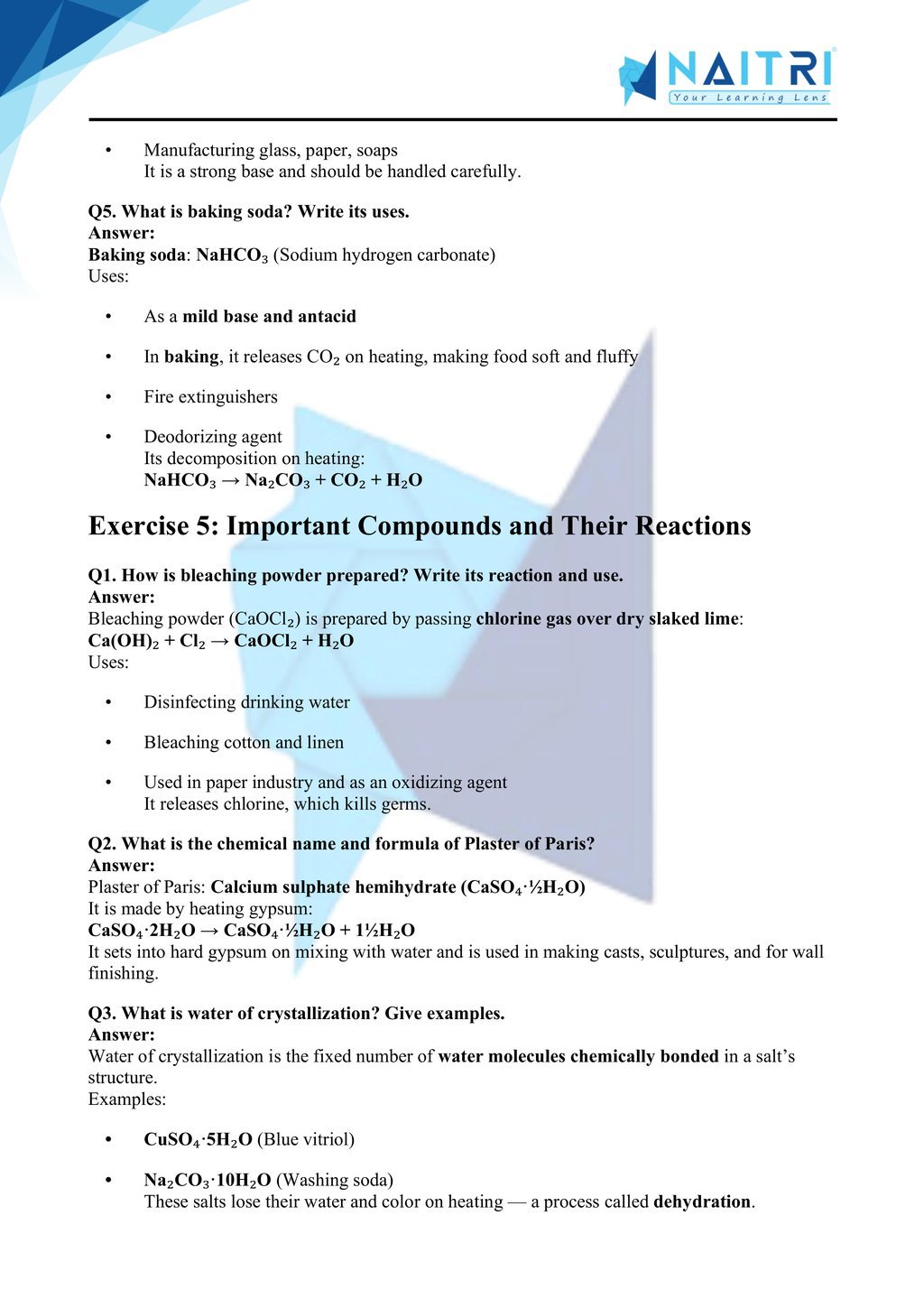 Ncert solutions for class 10 science chapter 2 - Acids, Bases and salts part 5