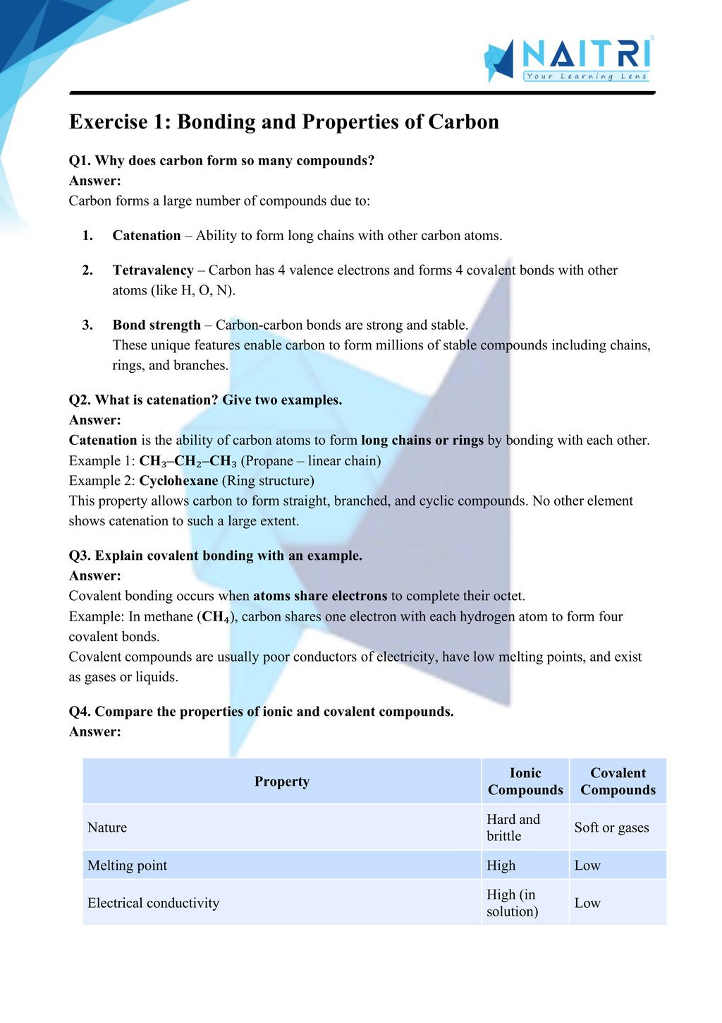 Ncert solutions for class 10 science chapter 4 - carbon and its compounds part 1