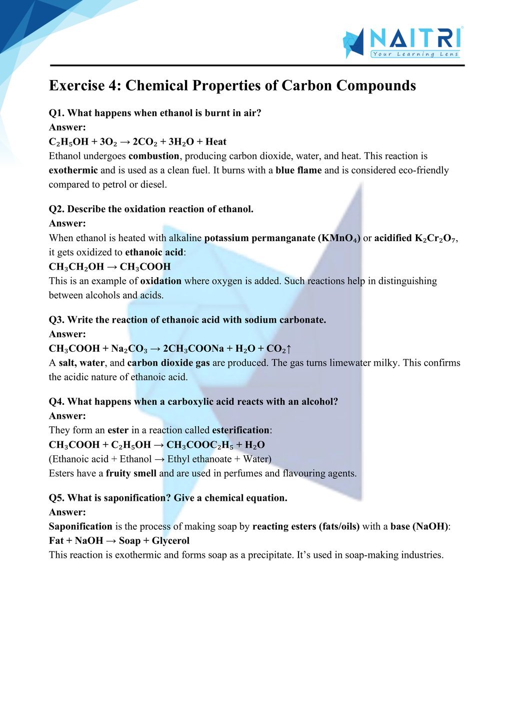 Ncert solutions for class 10 science chapter 4 - carbon and its compounds part 5