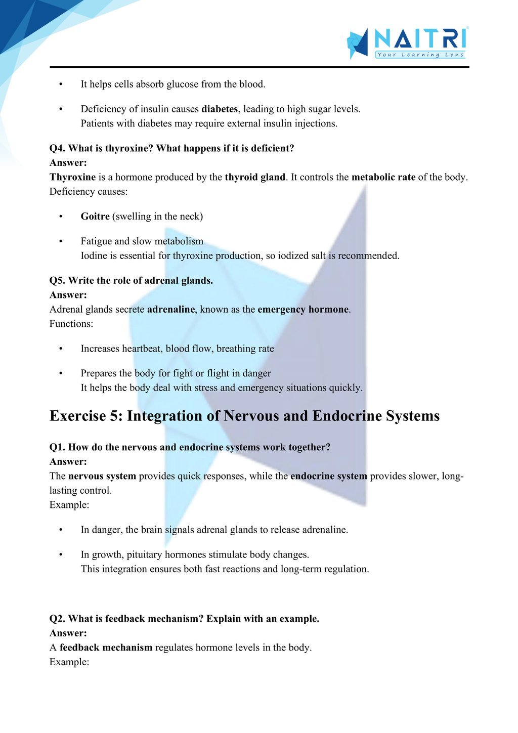 Ncert solutions for class 10 science chapter 6 - control and coordination part 5