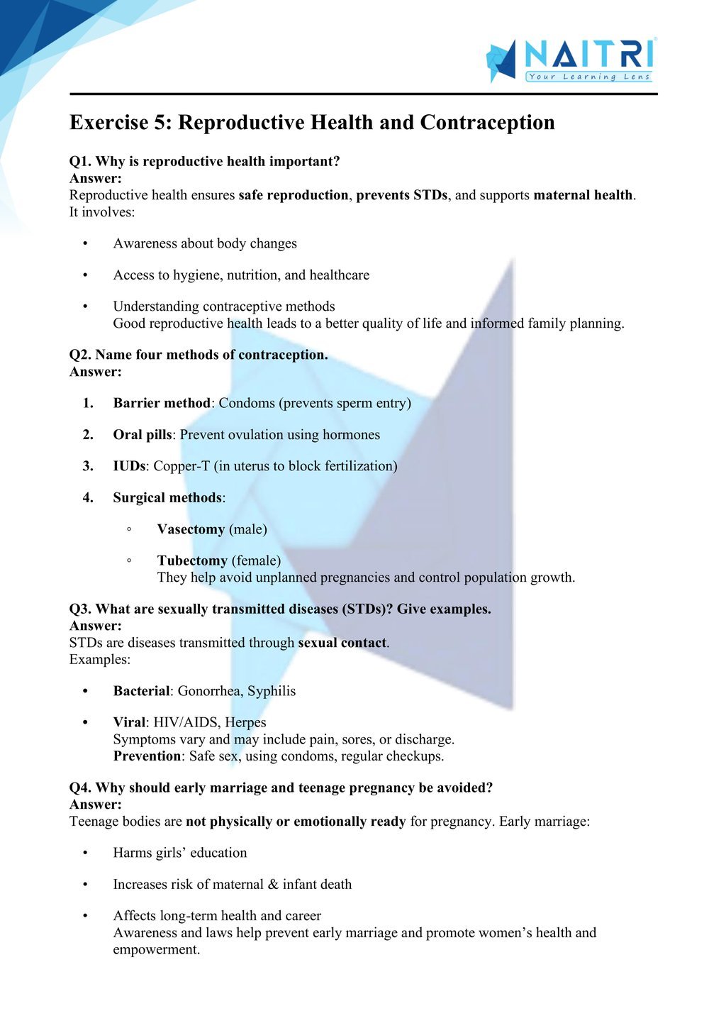 Ncert solutions for class 10 science chapter 7 - how do organisms reproduce part 5