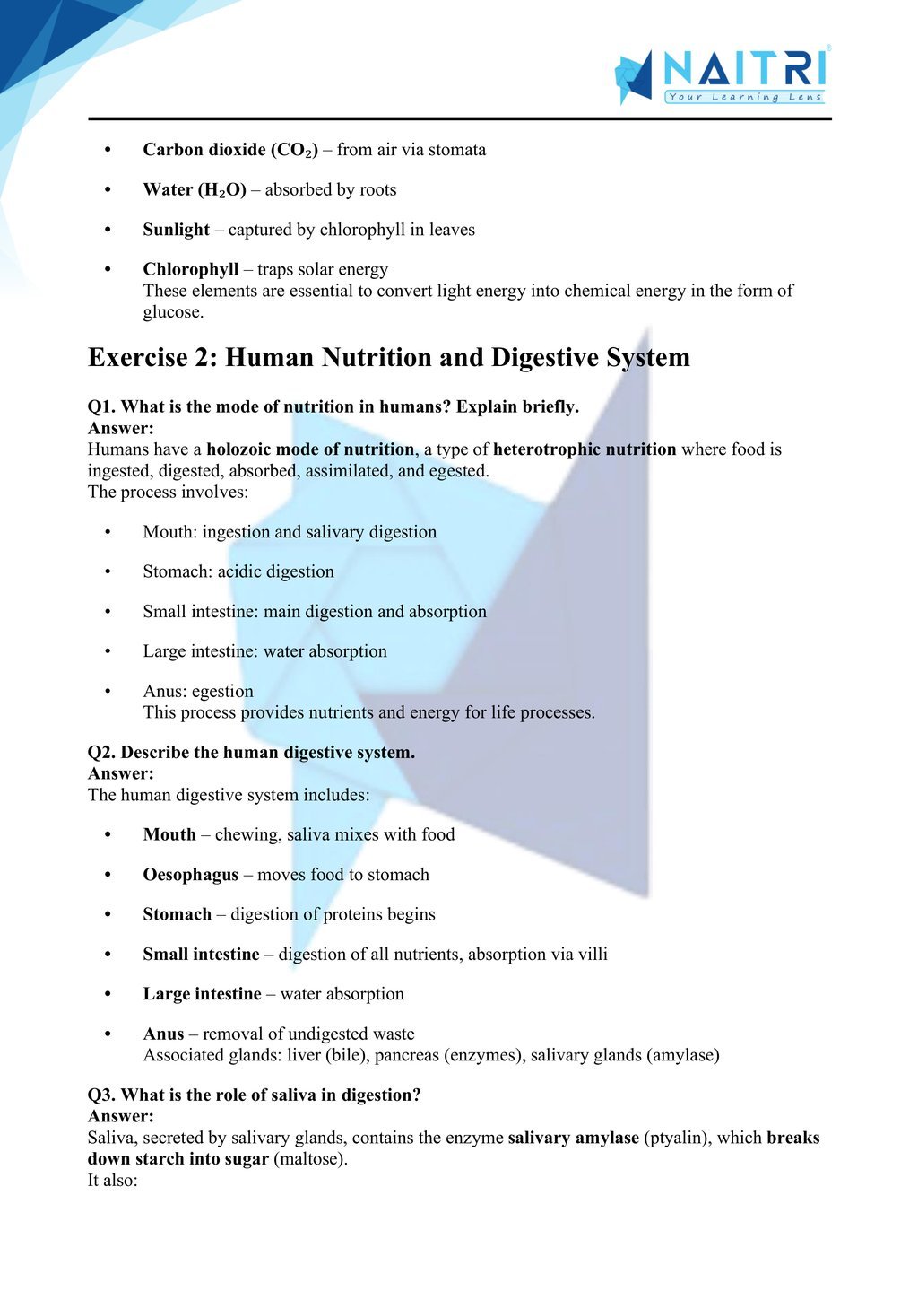 Ncert solutions for class 10 science chapter 5 - life processes part 2