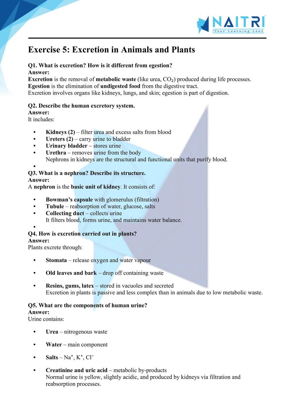 Ncert solutions for class 10 science chapter 5 - life processes part 6