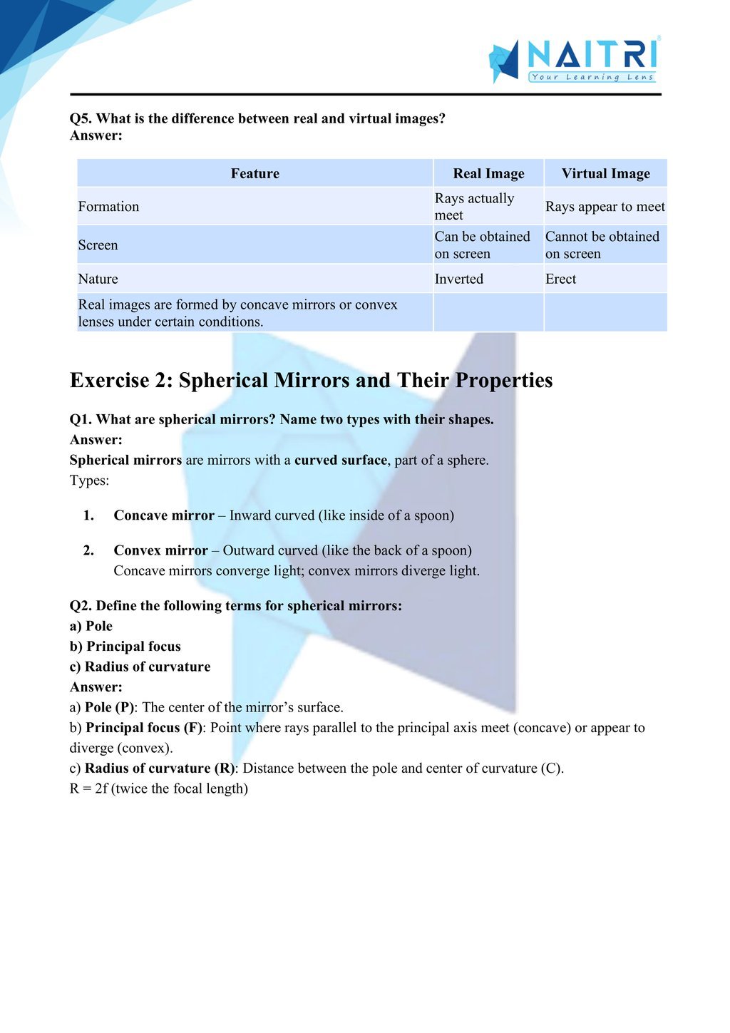 Ncert solutions for class 10 science chapter 9 - light reflection and refraction part 2