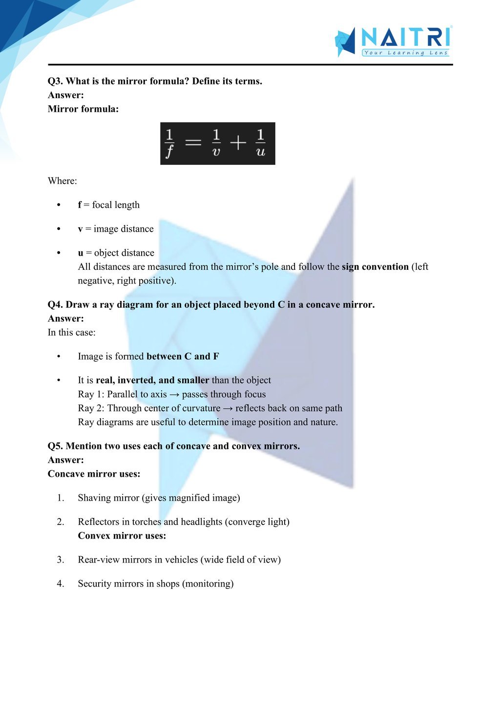 Ncert solutions for class 10 science chapter 9 - light reflection and refraction part 3
