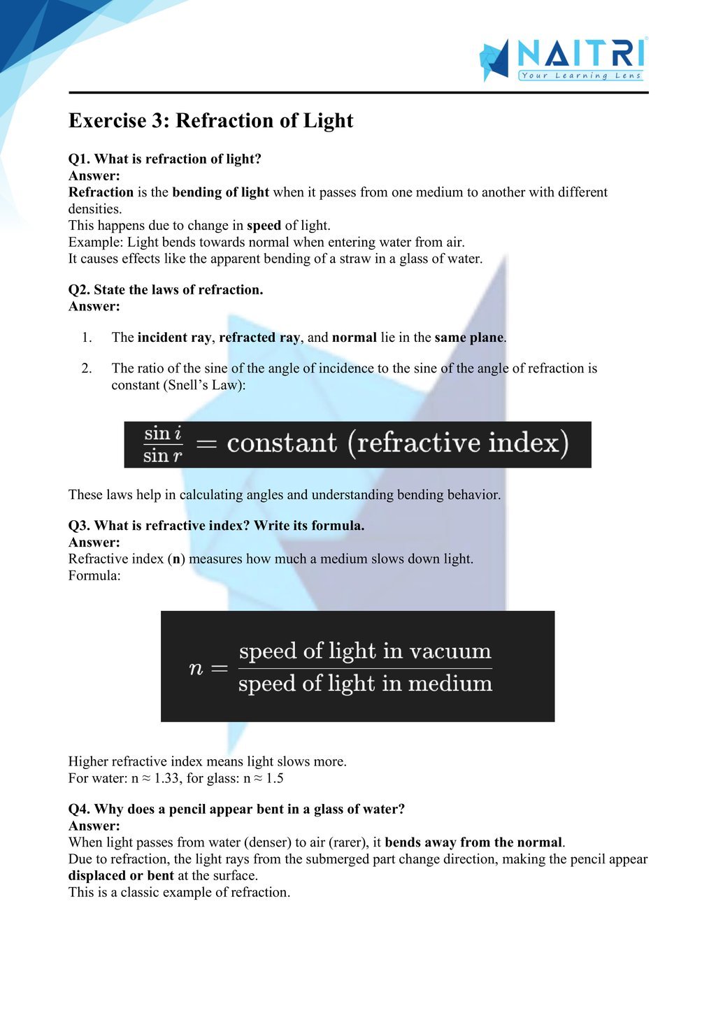 Ncert solutions for class 10 science chapter 9 - light reflection and refraction part 4