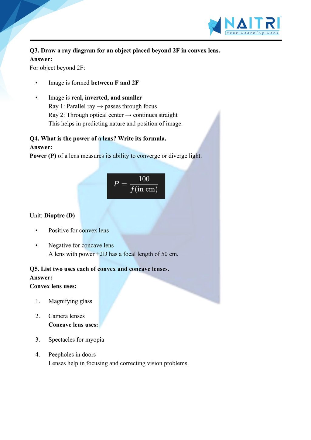 Ncert solutions for class 10 science chapter 9 - light reflection and refraction part 6