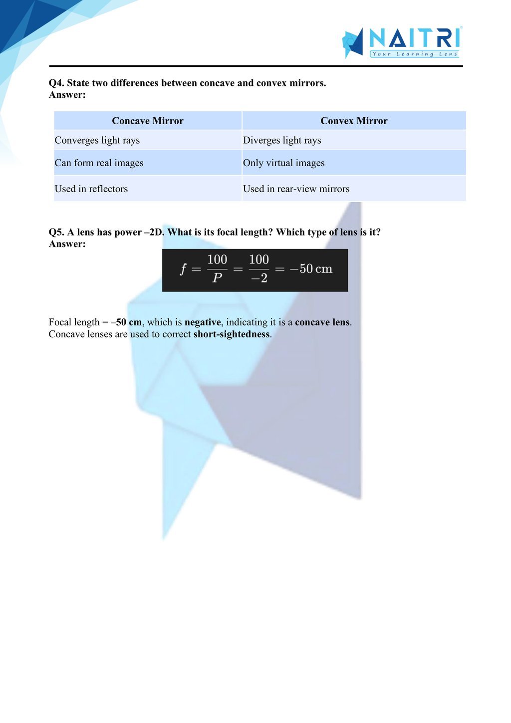 Ncert solutions for class 10 science chapter 9 - light reflection and refraction part 8