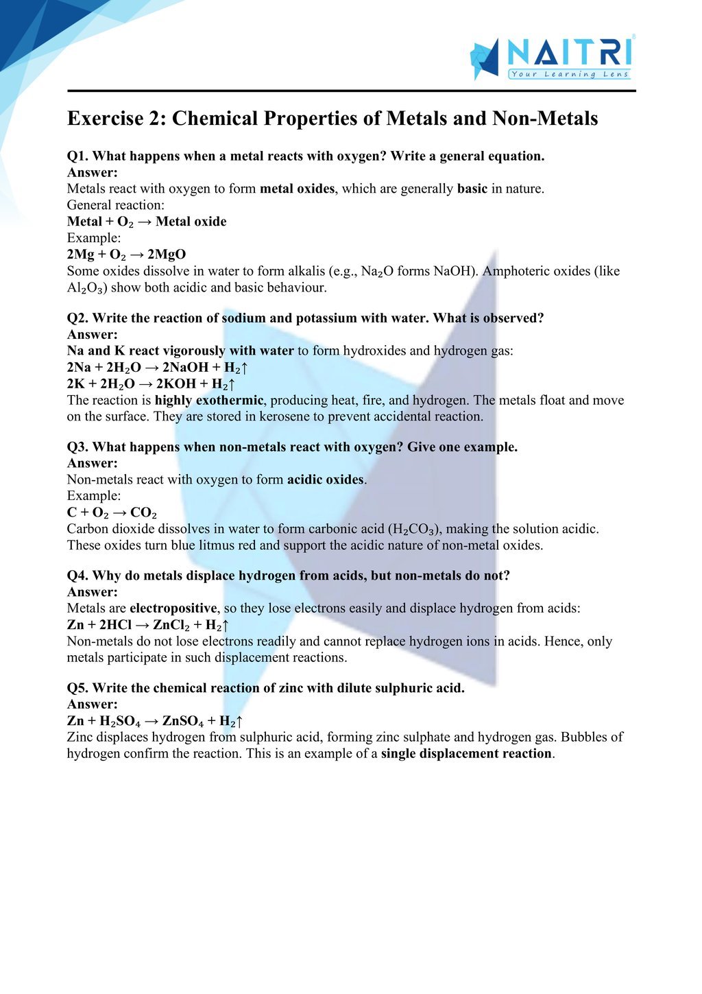 Ncert solutions for class 10 science chapter 3 - metals and non-metals part 2