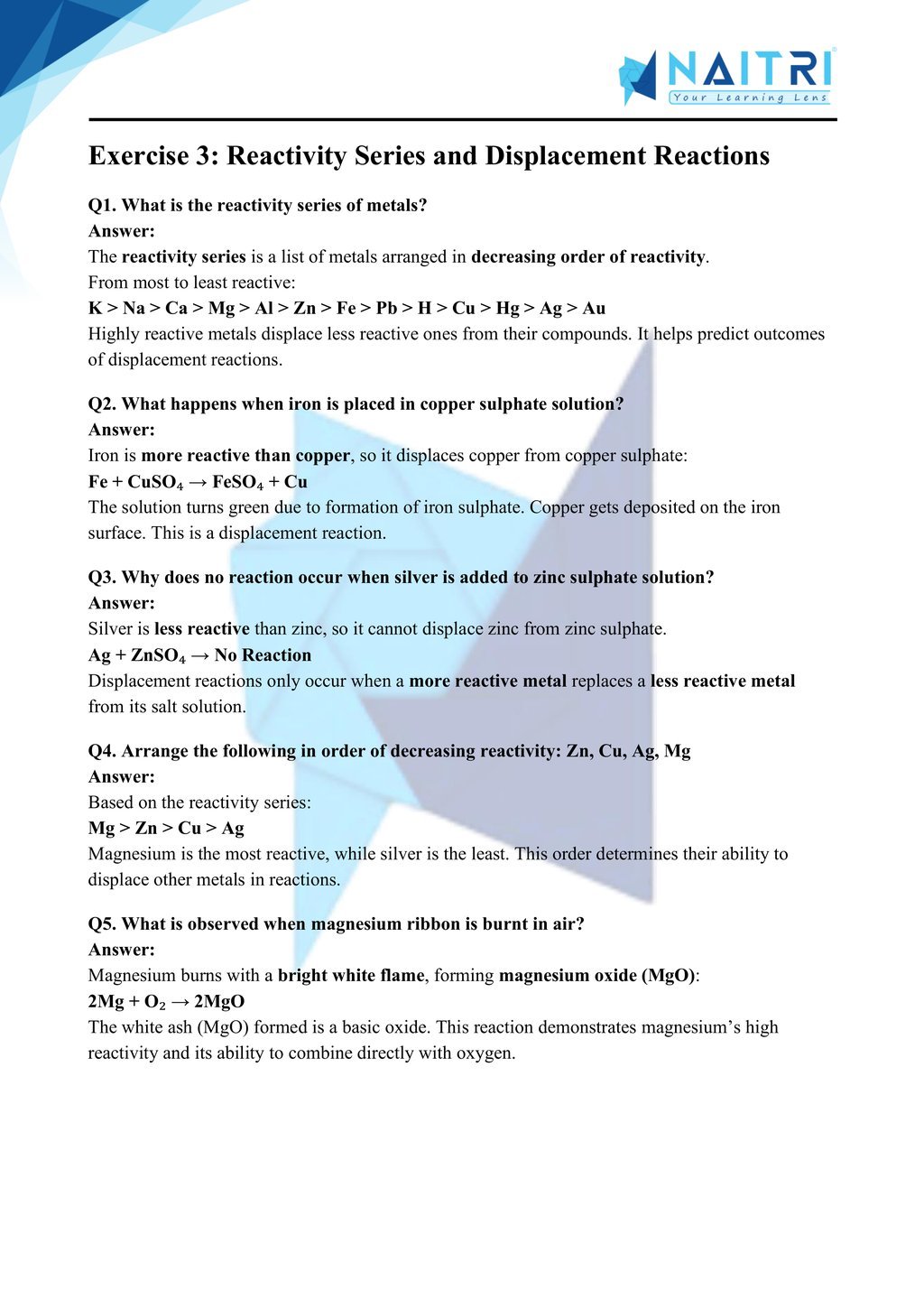 Ncert solutions for class 10 science chapter 3 - metals and non-metals part 3