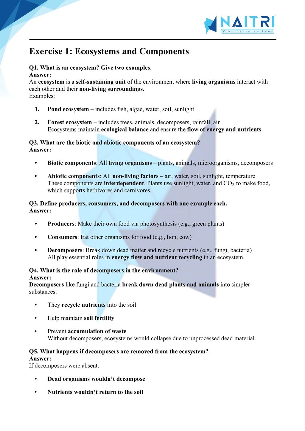 Ncert solutions for class 10 science chapter 13 - our environment part 1