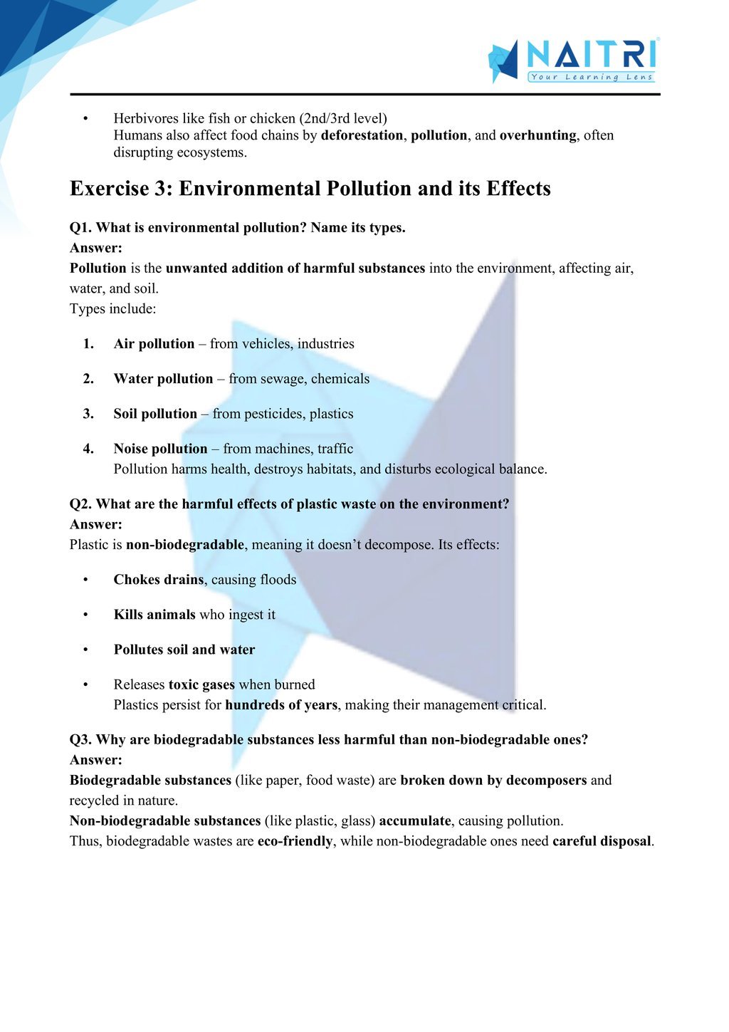 Ncert solutions for class 10 science chapter 13 - our environment part 3