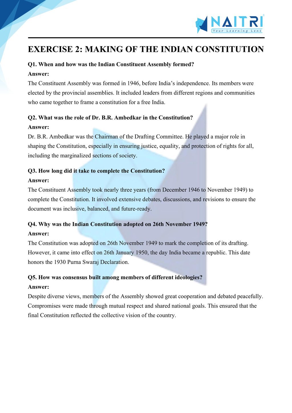 ncert solutions for class 9 civics chapter 2 - constitutional design part 2