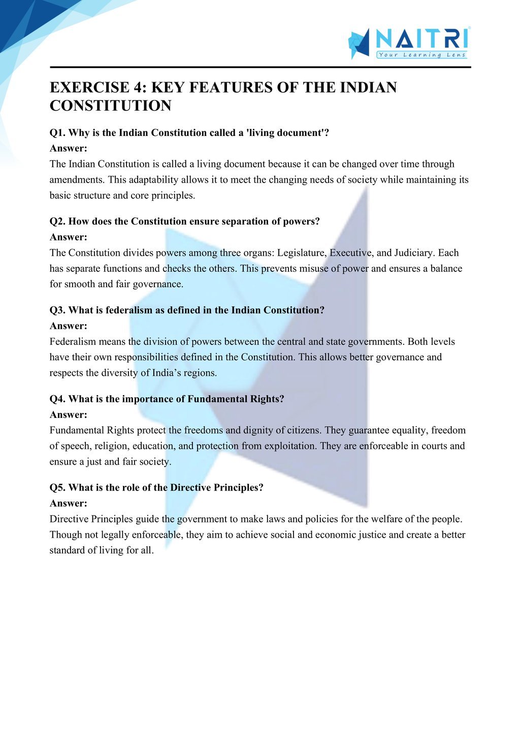 ncert solutions for class 9 civics chapter 2 - constitutional design part 4