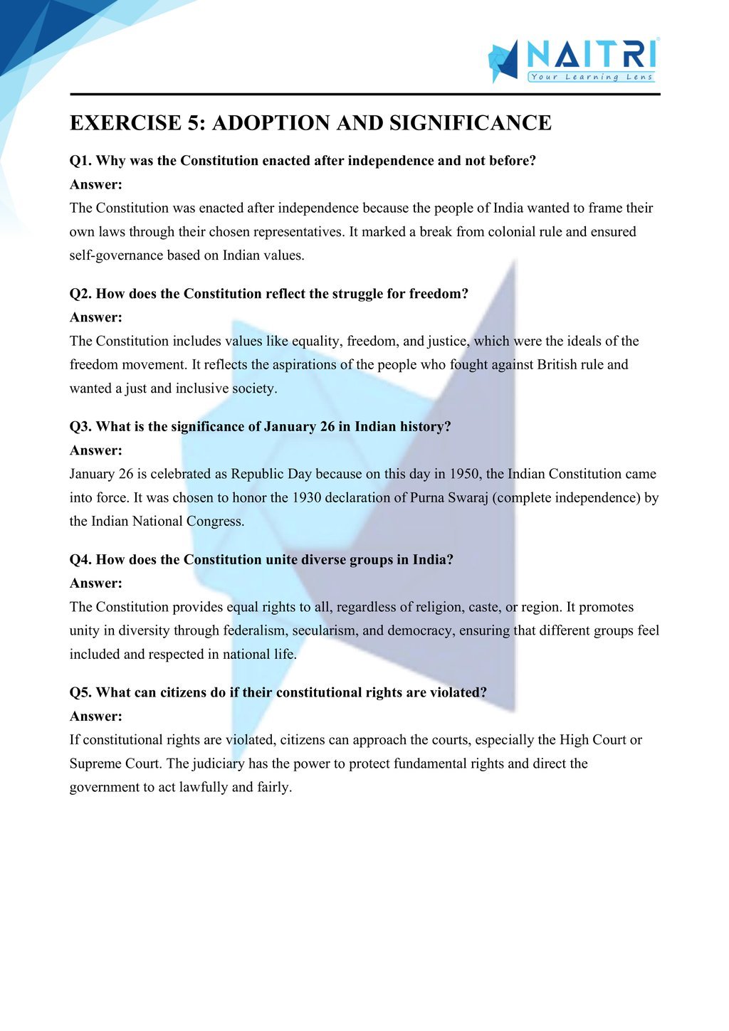 ncert solutions for class 9 civics chapter 2 - constitutional design part 5