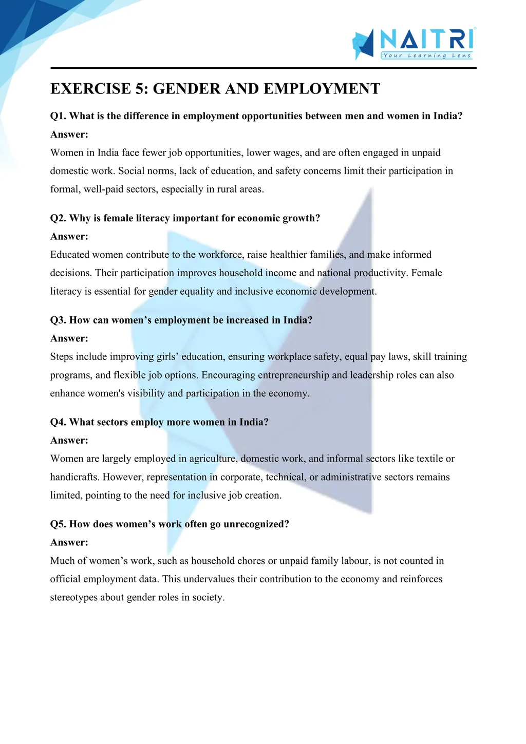 ncert solutions for class 9 economics chapter 2 - people as resource part 5