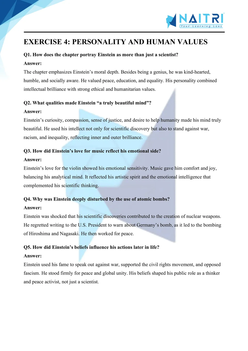 ncert solutions for class 9 english beehive chapter 4 - A truly Beautiful Mind part 4