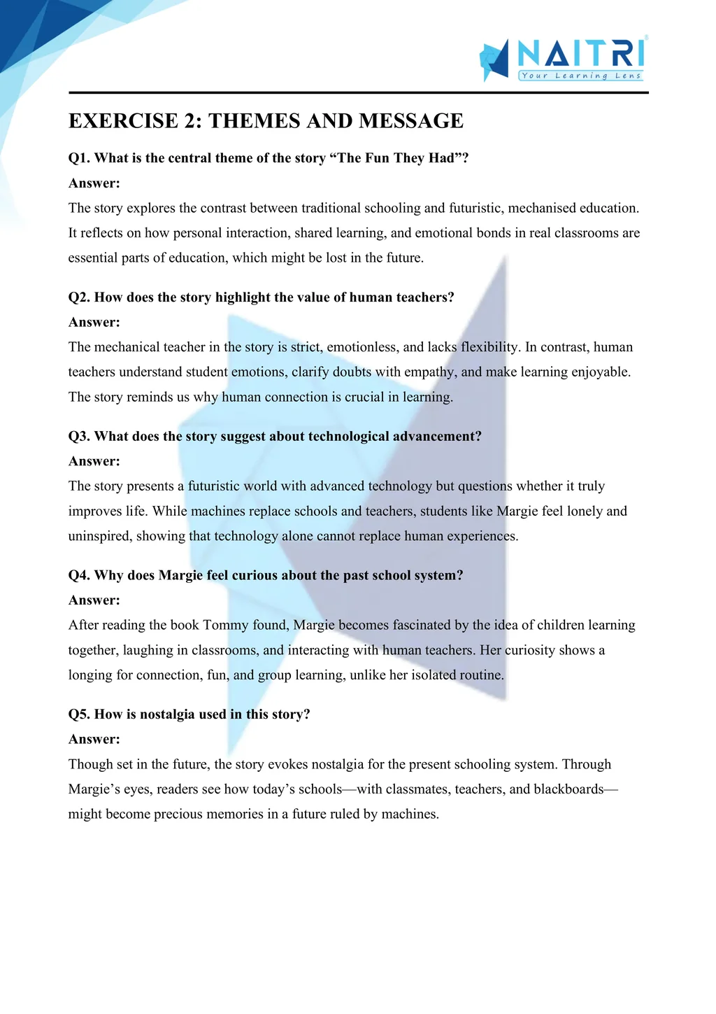 ncert solutions for class 9 english beehive chapter 1 - the fun they had part 2