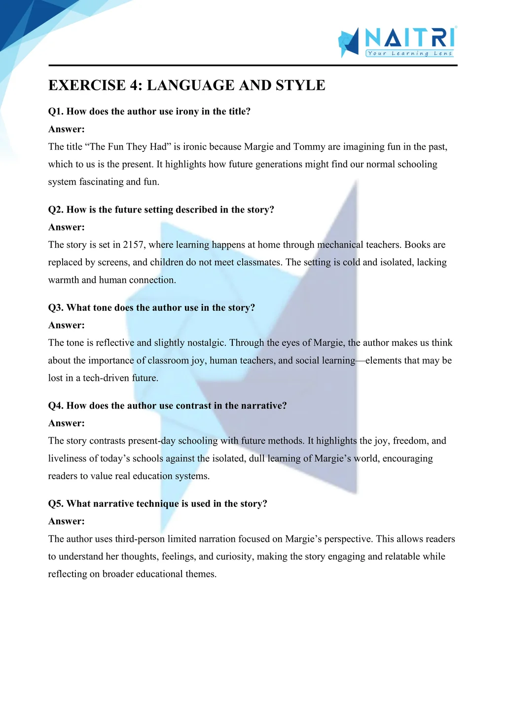 ncert solutions for class 9 english beehive chapter 1 - the fun they had part 4