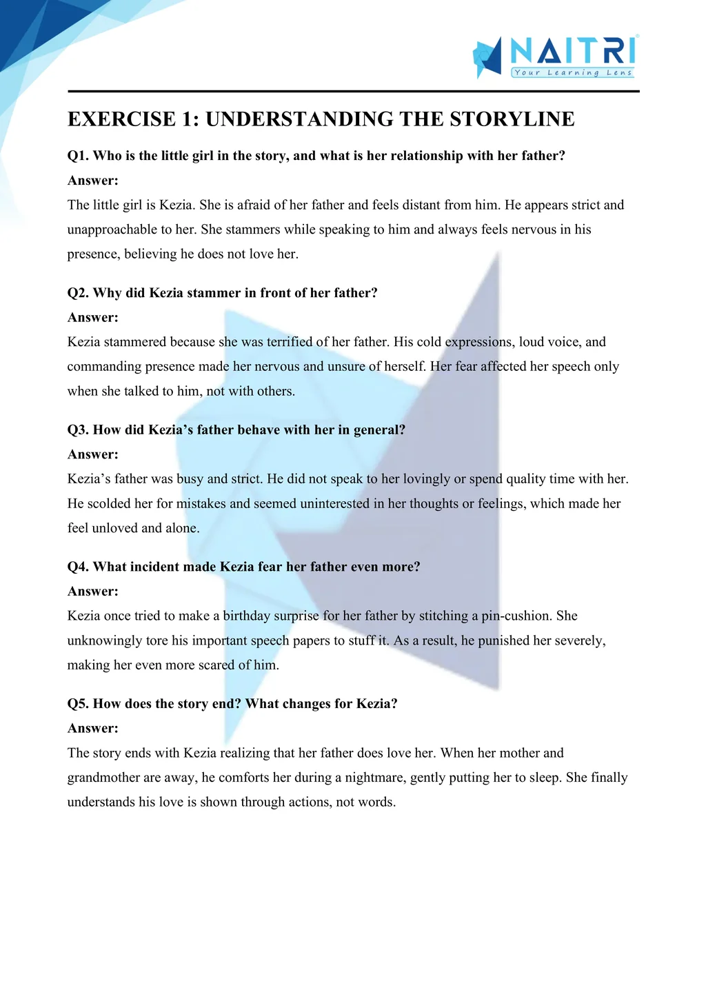 ncert solutions for class 9 english beehive chapter 3 - the little girl part 1