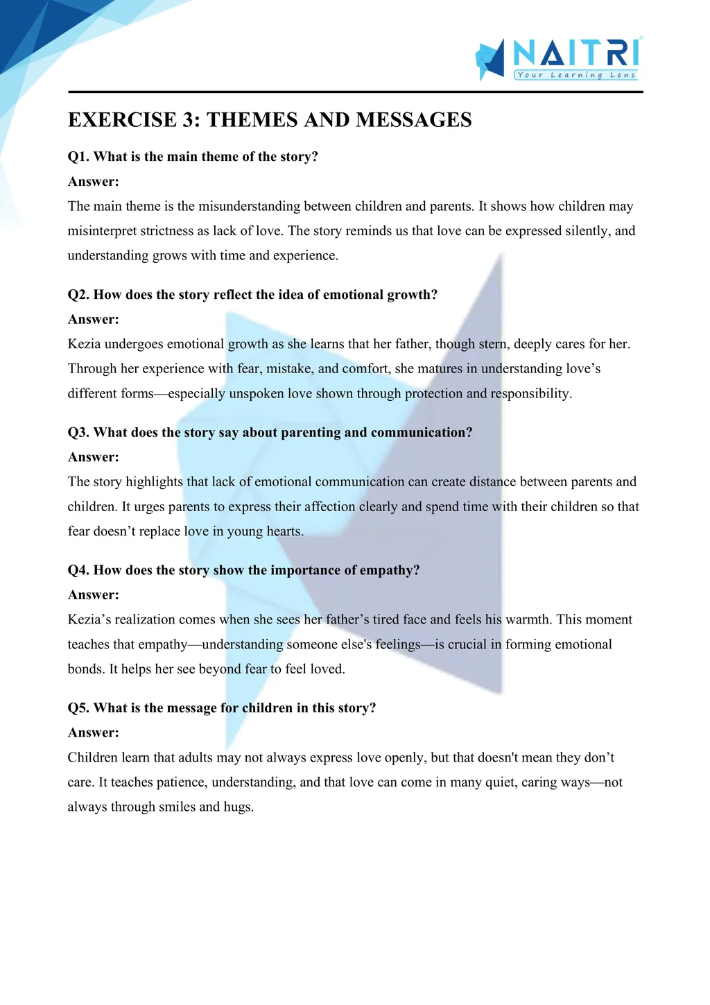 ncert solutions for class 9 english beehive chapter 3 - the little girl part 3
