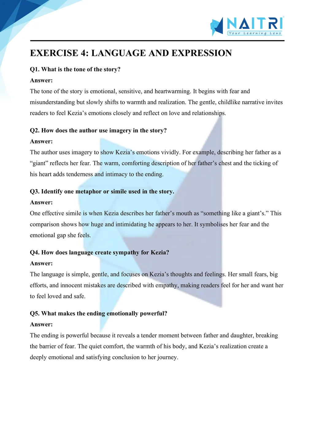 ncert solutions for class 9 english beehive chapter 3 - the little girl part 4