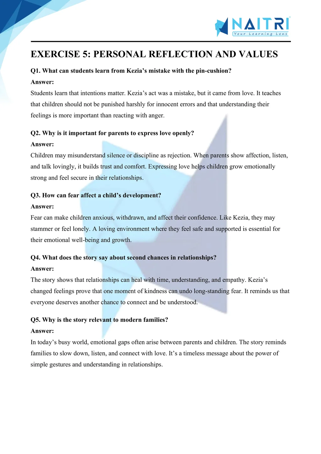 ncert solutions for class 9 english beehive chapter 3 - the little girl part 5