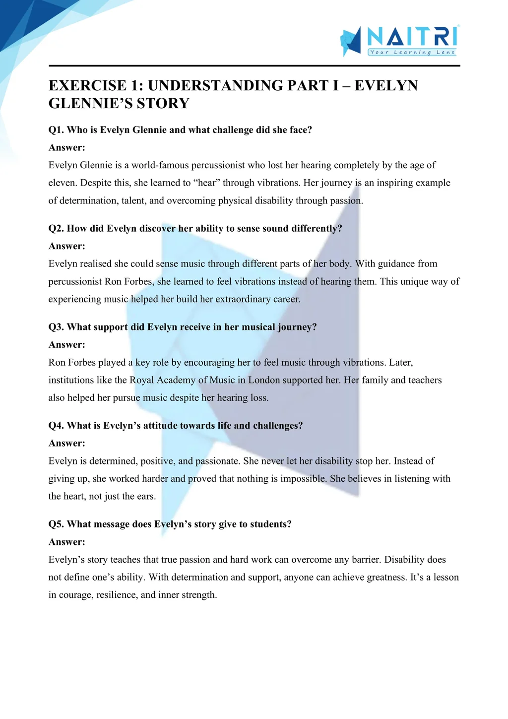 ncert solutions for class 9 english beehive chapter 2 - the sound of music part 1