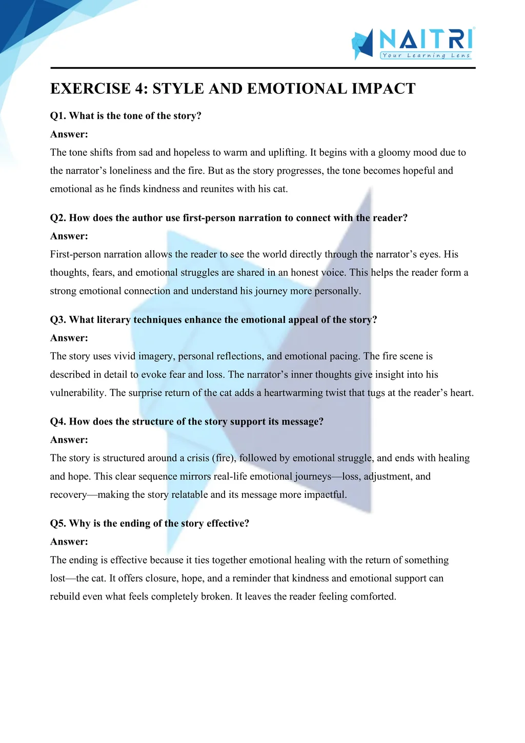 ncert solutions for class 9 english moments chapter 8 - a house is not a home part 4
