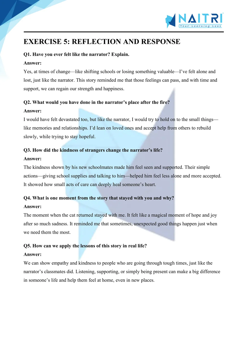 ncert solutions for class 9 english moments chapter 8 - a house is not a home part 5