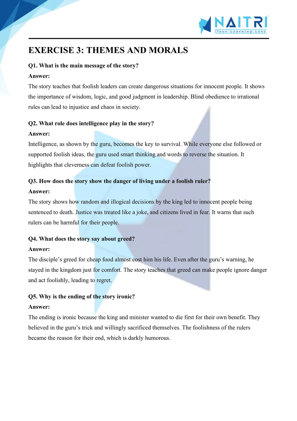 ncert solutions for class 9 english moments chapter 4 - in the kingdom of fools part 3