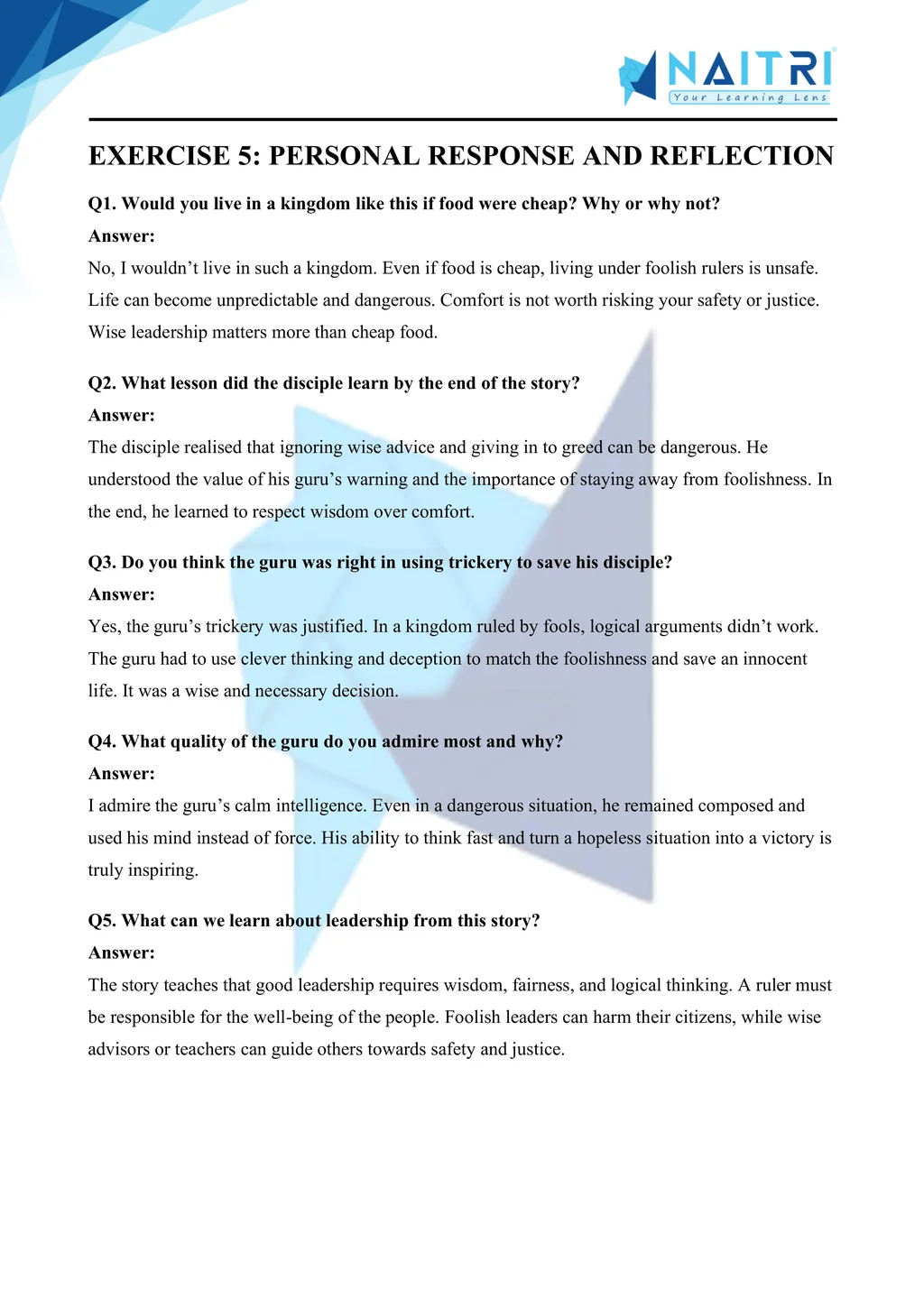 ncert solutions for class 9 english moments chapter 4 - in the kingdom of fools part 5