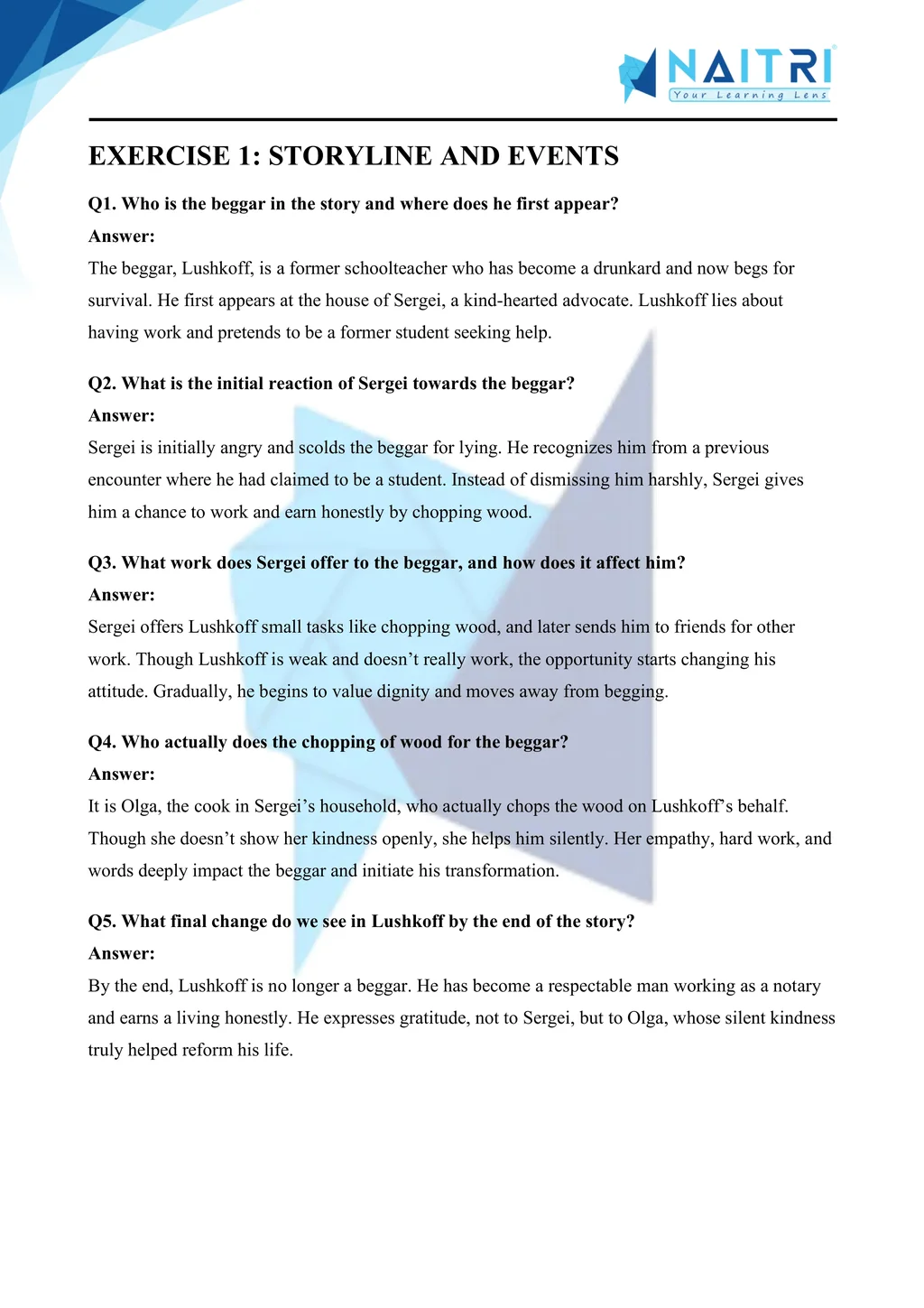 ncert solutions for class 9 english moments chapter 9 - the beggar part 1