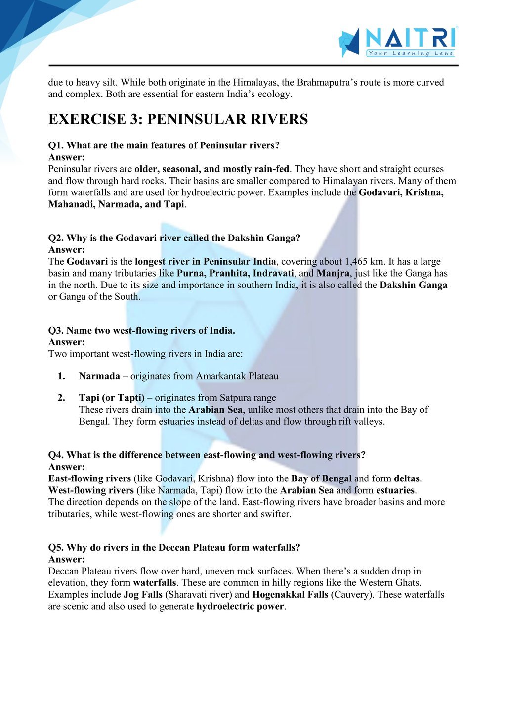 ncert solutions for class 9 geography chapter 3 - drainage part 3
