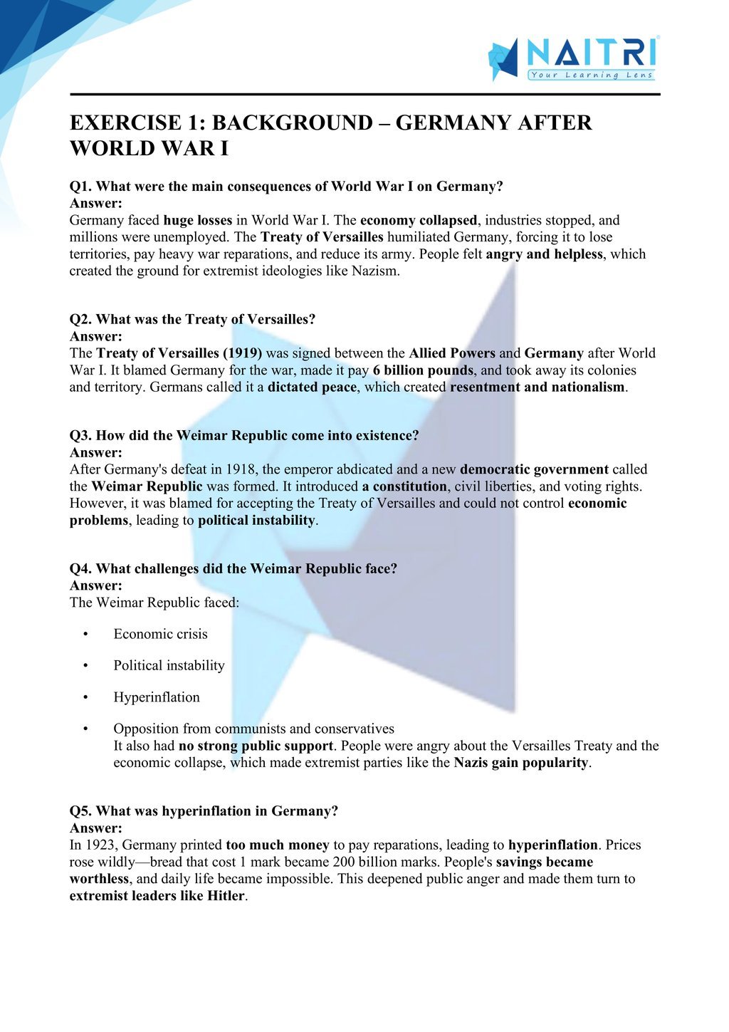 ncert solutions for class 9 history chapter 3 - nazism and the rise of hitler part 1